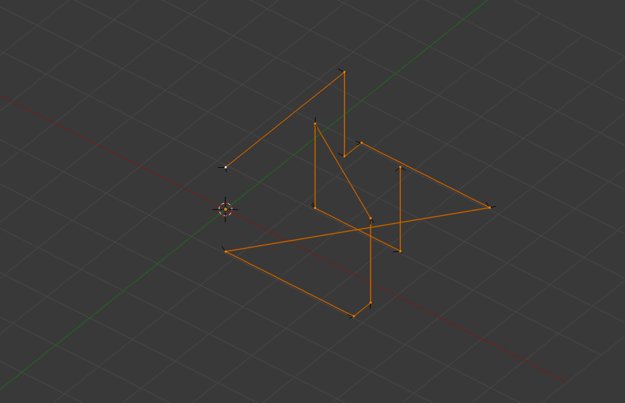 "Z" sample letter. Segments with negative Z values are drawn, those with positive Z values represent the pen moving between segments.